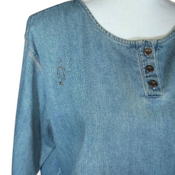 SAG HARBOR SPORT DENIM & GRAY BLOUSE SZ.M EUC - Picture 2 of 5